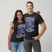 Blauwe vis lino afdruk t-shirt (Unisex)