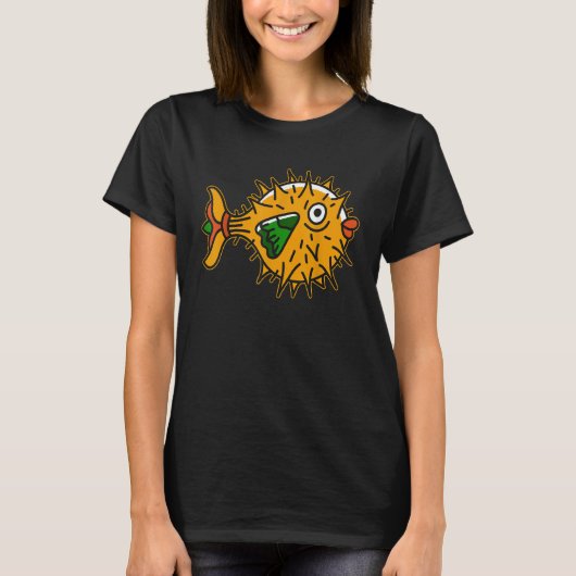 Blauwe vis - Meme Cute Zee Fish Pufferfish T-shirt (Voorkant)