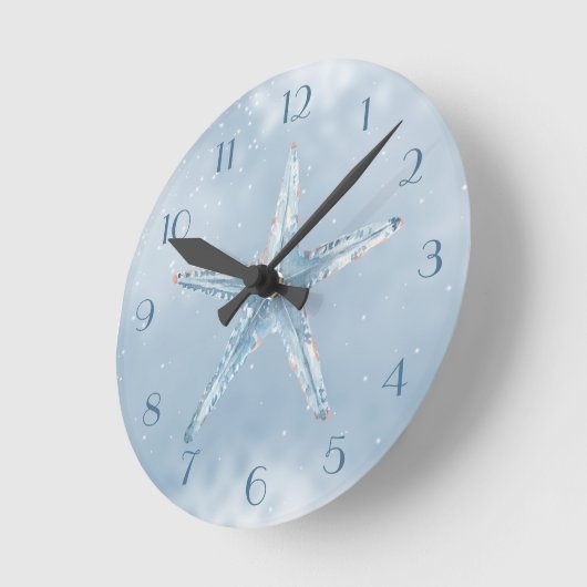 Blauwe vis met sterren ronde klok (Hoek)