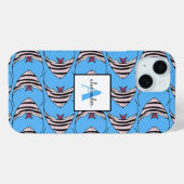 Blauwe vis monogram Case-Mate iPhone case (Achterkant (horizontaal))