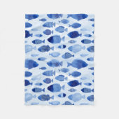 Blauwe Vis Nautisch patroon Fleece Deken (Voorkant)