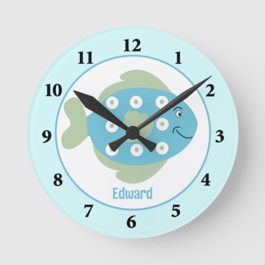 Blauwe vis onder de Zee wandklok (Voorkant)