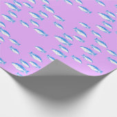 Blauwe vis op lila cadeaupapier (Hoek)