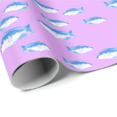 Blauwe vis op lila cadeaupapier (Rol Hoek)