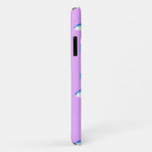 Blauwe vis op lila Case-Mate iPhone case (Achterkant/rechts)