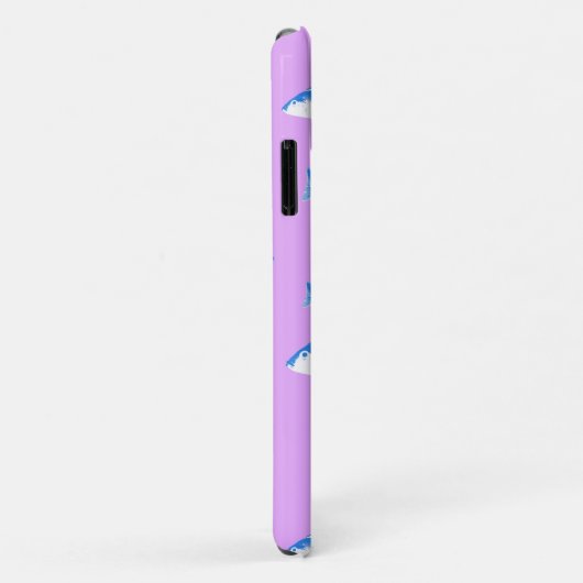 Blauwe vis op lila Case-Mate iPhone case (Achterkant/rechts)