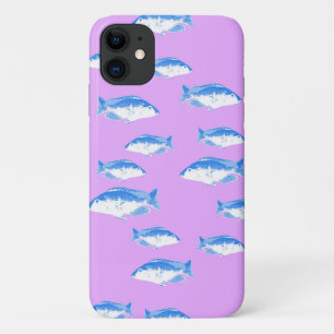 Blauwe vis op lila Case-Mate iPhone case