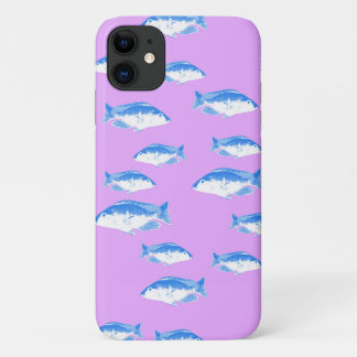 Blauwe vis op lila Case-Mate iPhone case