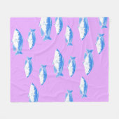 Blauwe vis op lila fleece deken (Voorkant (Horizontaal))