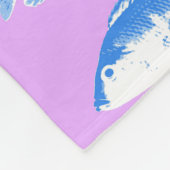 Blauwe vis op lila fleece deken (Hoek)