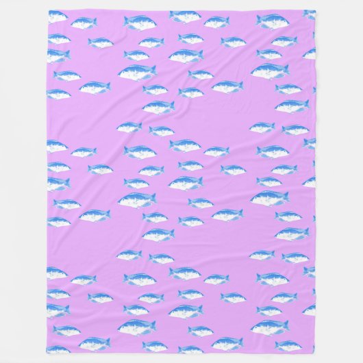 Blauwe vis op lila fleece deken (Voorkant)