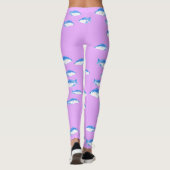 Blauwe vis op lila leggings (Achterkant)