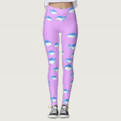 Blauwe vis op lila leggings (Voorkant)