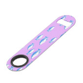 Blauwe vis op lila speed flessenopener (Voorkant Gekanteld)