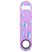 Blauwe vis op lila speed flessenopener (Achterkant)