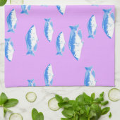 Blauwe vis op lila theedoek (Gevouwen)