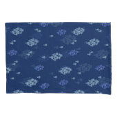 Blauwe vis op marinetextuur Herhaal ontwerp Kussensloop (Voorkant)