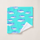 Blauwe vis op turquoise bad handdoek (Wasdoekje)