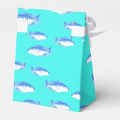 Blauwe vis op turquoise bedankdoosjes (Achterkant)