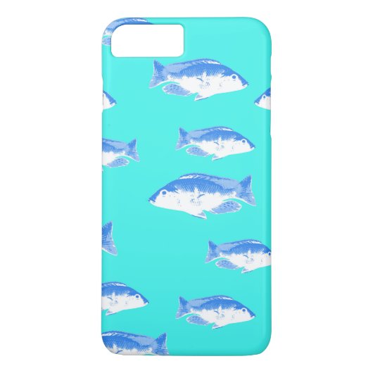 Blauwe vis op turquoise Case-Mate iPhone case (Achterkant)