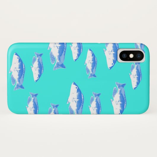 Blauwe vis op turquoise Case-Mate iPhone case (Achterkant (horizontaal))