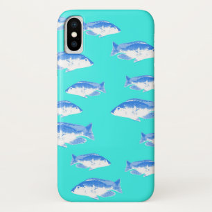 Blauwe vis op turquoise Case-Mate iPhone case