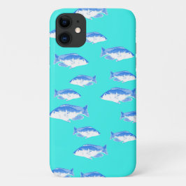 Blauwe vis op turquoise Case-Mate iPhone case