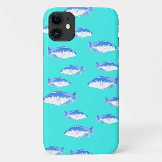Blauwe vis op turquoise Case-Mate iPhone case (Achterkant)