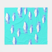 Blauwe vis op turquoise fleece deken (Voorkant (Horizontaal))
