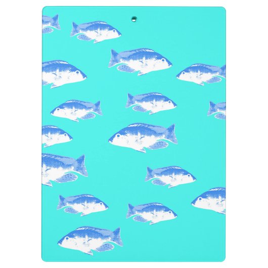 Blauwe vis op turquoise klembord (Achterkant)