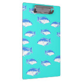 Blauwe vis op turquoise klembord (Rechts)