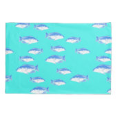 Blauwe vis op turquoise kussensloop (Achterkant)