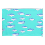 Blauwe vis op turquoise kussensloop (Voorkant)