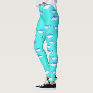 Blauwe vis op turquoise leggings