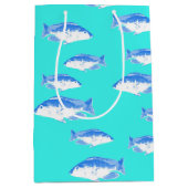 Blauwe vis op turquoise medium cadeauzakje (Voorkant)