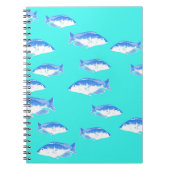 Blauwe vis op turquoise notitieboek (Voorkant)
