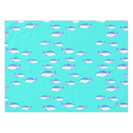 Blauwe vis op turquoise tafelkleed