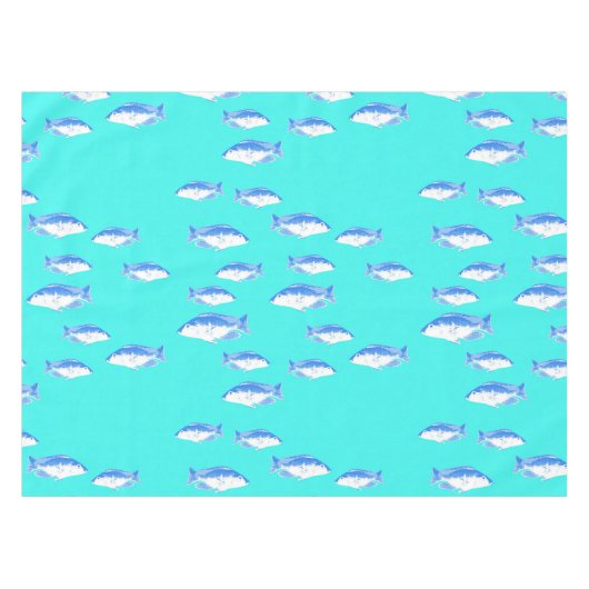 Blauwe vis op turquoise tafelkleed (Voorkant (Horizontaal))