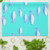 Blauwe vis op turquoise theedoek (Gevouwen)
