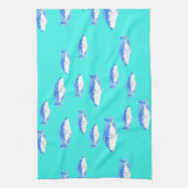 Blauwe vis op turquoise theedoek (Verticaal)
