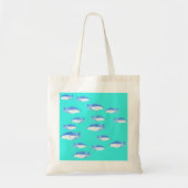 Blauwe vis op turquoise tote bag (Voorkant)