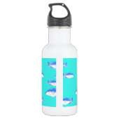 Blauwe vis op turquoise waterfles  (Achterkant)