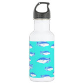 Blauwe vis op turquoise waterfles  (Voorkant)