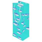 Blauwe vis op turquoise wijn cadeautas (Achterkant Gekanteld)