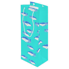 Blauwe vis op turquoise wijn cadeautas