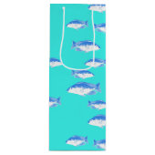 Blauwe vis op turquoise wijn cadeautas (Voorkant)