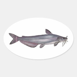 Blauwe vis ovale sticker