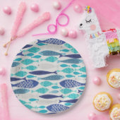 Blauwe vis papieren bordje (Feest)