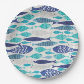Blauwe vis papieren bordje (Voorkant)