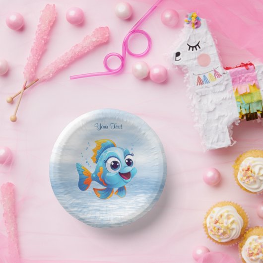 Blauwe vis papieren kom (Feest)